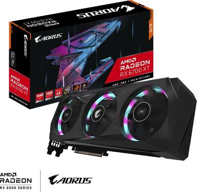 Видеокарта GIGABYTE AMD Radeon RX 6700 XT AORUS ELITE 12Gb DDR6 PCI-E 2HDMI, 2DP