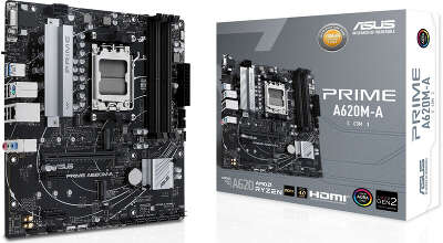 Материнская плата Asus PRIME A620M-A-CSM SocketAM5 AMD A620 4xDDR5 mATX AC`97 8ch(7.1) GbLAN RAID+VGA+HDMI+DP