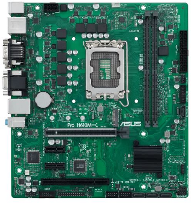 Материнская плата ASUS PRO H610M-C-CSM, LGA1700, H610, 2*DDR5, 4*SATA, 1*M.2, 2*USB 3.2, 2*USB 2.0, 1*COM port, 1*PCIx16, 2*PCIx1, DP+HDMI+VGA, mATX; 90MB1AT0-M0EAYC