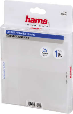 Конверты Hama H-33808 для CD/DVD полипропилен 25 шт. прозрачный
