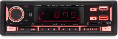 Автомагнитола Digma MCP-450 1DIN 4x45Вт v5.0 USB 2.0 AUX 4 ПДУ
