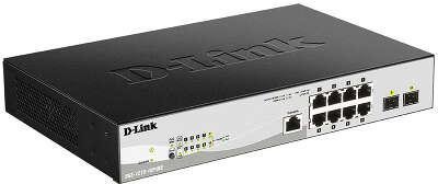 Коммутатор/ DGS-1210-10P/ME/B Managed L2 Metro Ethernet Switch 8x1000Base-T PoE, 2x1000Base-X SFP, PoE Budget 78W, Surge 6KV, CLI, RJ45 Console, Dying Gasp