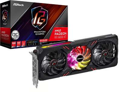 Видеокарта ASRock AMD Radeon RX 6650 XT Phantom Gaming D 8G OC 8Gb DDR6 PCI-E HDMI, 3DP