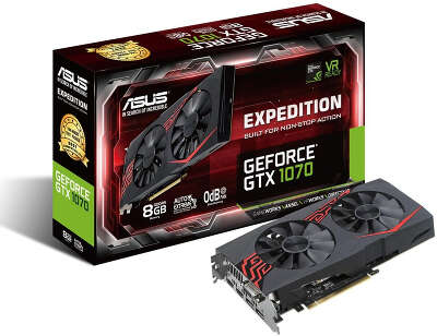 Видеокарта ASUS nVidia GeForce GTX1070 Expedition 8Gb DDR5 PCI-E DVI, 2HDMI, 2DP