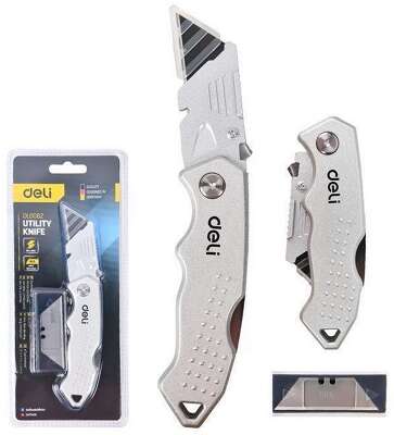 Строительный складной нож с Т-образным лезвием DL008Z в комплекте 4 лезвия, сталь SK5, рукоятка из цинкового сплава