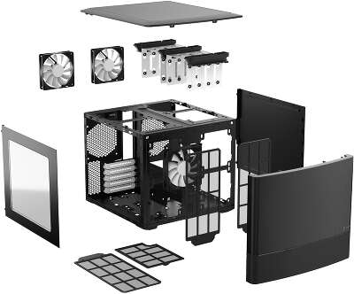 Корпус ПК без блока питания/ Case Fractal Design Node 804, Mini-Tower, 3x120mm, 2xUSB-A 3.2 mATX, mITX Black