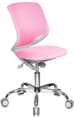 Кресло детское Бюрократ KD-7/TW-13A розовый TW-13A крестовина хром колеса серый (пластик серый)