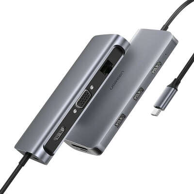 Адаптер Ugreen CM179 Multifunctional Adapter USB-C, Grey [70490]