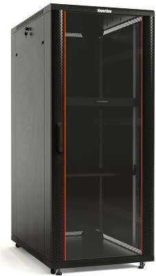 Шкаф коммутационный Hyperline (TTBR-2266-AS-RAL9004) напольный 22U 600x600мм пер.дв.стекл задн.дв.спл.стал.лист 2 бок.пан. 800кг черный 510мм 1166мм IP20 сталь
