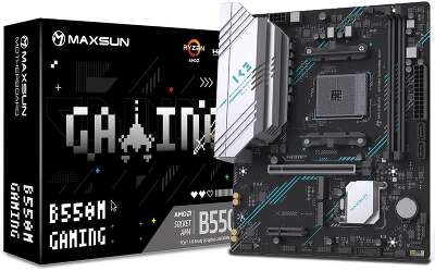 Материнская плата Maxsun MS-B550M GAMING WIFI B550, AM4, 2*DDR4, 1*PCIEx16, 1*PCIEx4, 1*PCIEx1, 2*M.2, 4*USB3.2Gen1, 6*USB2.0, 2*SATA3.0, 1G, DP, HDMI, M-ATX, RTL