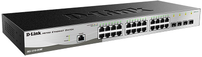 коммутатор D-Link Управляемый L2 коммутатор, 24x1000Base-T, 4x1000Base-X SFP, защита от статического электричества до 6 кВ, CLI, консольный порт RJ-45, RPS, поддержка Dying Gasp, мониторинг статуса питания комму