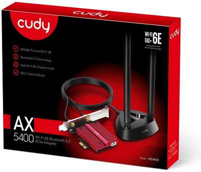 Беспроводной адаптер Wi-Fi 6, Cudy WE4000, AX5400, Bluetooth 5.3 PCI Express, магнитная выносная антенна (WE4000)