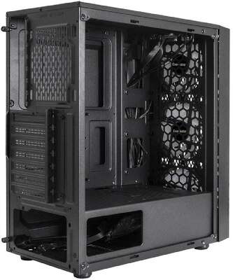 Exegate EX292859RUS Корпус Miditower ExeGate EVO-8243 (ATX, без БП, 2*USB+1*USB3.0, черный, 3 вент. с RGB подсветкой, боковая панель - закаленное стекло)