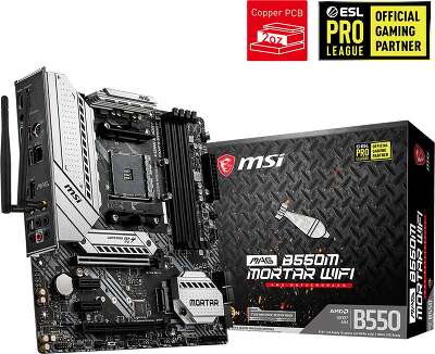 Материнская плата mATX LGAAM4 MSI MAG B550M MORTAR WIFI