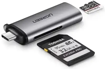 Кардридер UGREEN CM184 (50704) USB-C TF + SD Card Reader. Цвет: серый