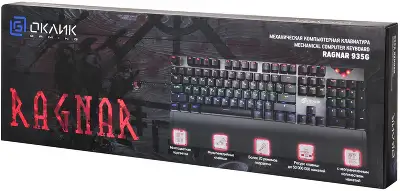 Клавиатура Оклик 935G RAGNAR механическая черный USB Multimedia for gamer LED (подставка для запястий)