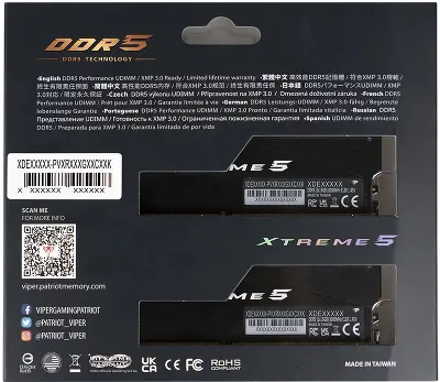 Набор памяти DDR5 DIMM 2x16Gb DDR7600 Patriot Memory Viper XTREME RGB (PVXR532G76C36K)