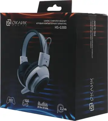 Наушники с микрофоном Оклик HS-G300 ARMAGEDDON белый/черный 2.2м мониторные оголовье (361558)