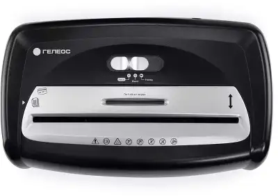 Уничтожитель документов ГЕЛЕОС УД15-2, DIN P-2 (2 ур-нь секр.), фрагмент 5,9 мм, 13 листов (70г/м2), пл. карты/скобы, 15 литров