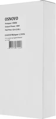 Инжектор PoE Osnovo Midspan-1/300G 10/100/1000BASE-T 30Вт 100-240В(АС)