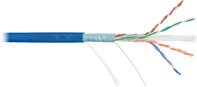 Кабель NIKOMAX F/UTP 4 пары, Кат.6 (Класс E), тест по ISO/IEC, 250МГц, одножильный, BC (чистая медь), 23AWG (0,55мм), полимерный материал нг(А)-HF, внутренний, серый, 305м - гарантия: 5 лет / 15 лет системная