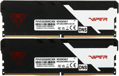 Память DDR5 2x16GB 6000MHz Patriot PVV532G600C30K Viper Venom RTL Gaming PC5-48000 CL30 DIMM UDIMM 288-pin 1.35В kit с радиатором Ret