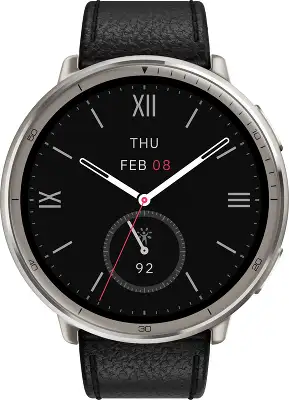 Смарт-часы Amazfit Active 2R A2437 Premium 43.9мм 1.32" AMOLED корп.серебристый рем.черный разм.брасл.:150-210мм (6970100377569)