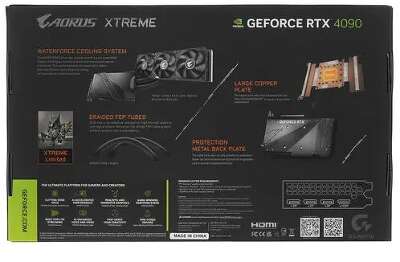 Видеокарта GIGABYTE NVIDIA nVidia GeForce RTX 4090 AORUS XTREME WATERFORCE 24Gb DDR6X PCI-E HDMI, 3DP