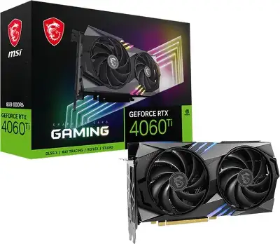 Видеокарта MSI NVIDIA nVidia GeForce RTX 4060Ti GAMING 8Gb DDR6 PCI-E HDMI, 3DP
