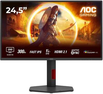 Монитор 25" AOC Q25G4SR Black (IPS, 2560x1440, 300Hz, 0.3 ms, 178°/178°, 450 cd/m, 1000:1, +2xHDMI 2.1, +DisplayPort 1.4, +MM)