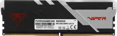 Память DDR5 2x16Gb 6800MHz Patriot PVVR532G680C34K Viper Venom RGB RTL Gaming PC5-54400 CL34 DIMM 288-pin 1.4В kit с радиатором Ret