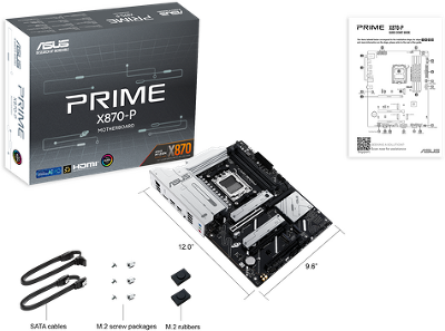 Материнская плата ASUS PRIME X870-P, AM5, X870, 4*DDR5, 2*SATA, 4*M.2, 4*USB 3.2, 2*USB 2.0, 2*Type-C, 5*PCIx16, HDMI, ATX; 90MB1IT0-M0EAY0