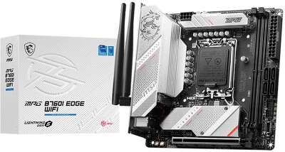 Материнская плата MSI MPG B760I EDGE WIFI B760, LGA1700, 2*DDR5, 1*PCIEx16, 2*M.2, 2*TypeC, 1*USB3.2Gen2, 6*USB3.2Gen1, 4*USB2.0, 4*SATA3.0, 2.5G, DP, HDMI, Mini-ITX, RTL