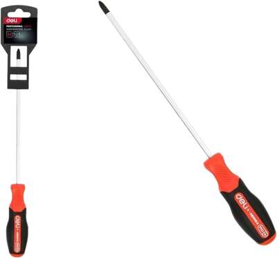 Крестовая DL3463 PH2x200мм сталь S2, матовый стержень, двухкомпонентная прорезиненная рукоять