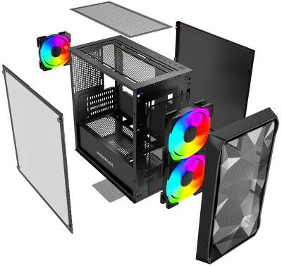 Корпус PowerCase Micro A3B ARGB, черный, mATX, без БП (CMMAB-A3)