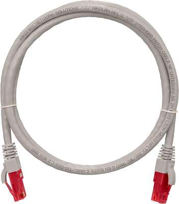 Коммутационный шнур NIKOMAX U/UTP 4 пары, Кат.6a (Класс Ea), 500МГц, 2хRJ45/8P8C, T568B, заливной, с защитой защелки, многожильный, BC (чистая медь), 24AWG (7х0,195мм), полимерный материал, исполнение кабельного изделия нг(А)-HF, серый, 5м
