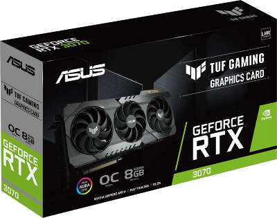Видеокарта ASUS NVIDIA nVidia GeForce RTX 3070 TUF Gaming OC 8Gb DDR6 PCI-E 2HDMI, 3DP LHR