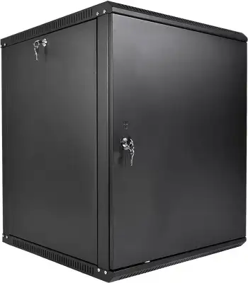 Шкаф коммутационный ЦМО ШРН-Эконом (ШРН-Э-15.650.1-9005) настенный 15U 600x650мм пер.дв.стал.лист 65кг черный 600мм 26.1кг 180град. 749мм IP20 металл