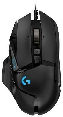 Мышь игровая Logitech G502 Hero16K черная, оптическая (Hero25K) , 100-25600dpi, 1мс, USB 2.1м, 11 кнопок (2 механика), RGB подсветка, утяжелители, под правую руку