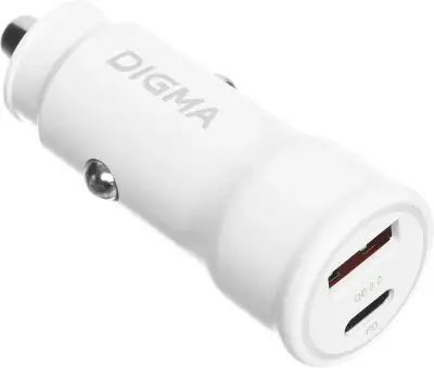 Автомобильное зар./устр. Digma DGC2С 20W 3A (PD+QC) USB-C/USB-A белый (DGC2C0HX12WH)