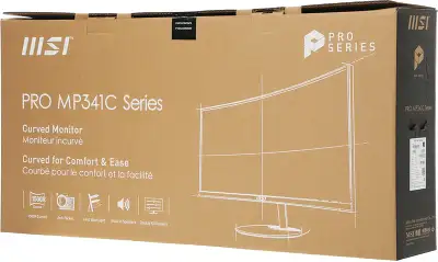 Монитор MSI 34" Pro MP341CQ черный VA LED 1ms 21:9 HDMI M/M матовая 300cd 178гр/178гр 3440x1440 100Hz FreeSync DP 2K 7.7кг
