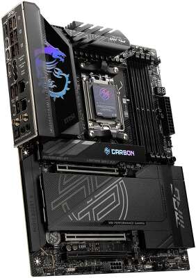 Материнская плата MSI MPG X870E CARBON WIFI X870E, AM5, 4*DDR5, 3*PCIEx16, 4*M.2, 4*TypeC, 9*USB3.2Gen2, 4*USB3.2Gen1, 4*USB2.0, 4*SATA3.0, 5G, 2.5G, 2*Type-C(DP), HDMI, ATX, RTL