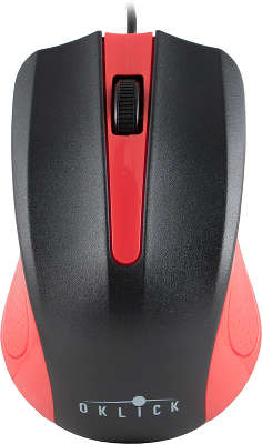 Мышь USB Oklick 225M 1200 dpi, чёрная/красная
