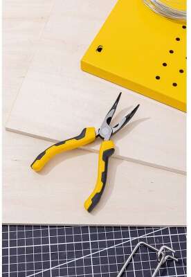 Удлиненные плоскогубцы с изогнутыми губками Deli DL2306 160мм, угол загиба губок 30°, сталь CrV, двухкомпонентная ручка