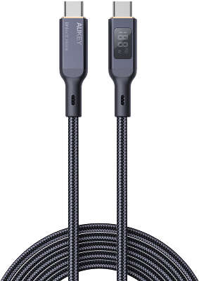 Кабель Aukey USB-C to USB-C Circlet Blink 100W Nylon with LCD, 1 м, Black [CB-MCC101]