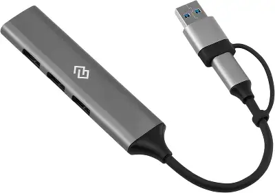 Разветвитель USB-C + USB-A Digma DHUB-4USB-AC-3.0 4порт. серебристый