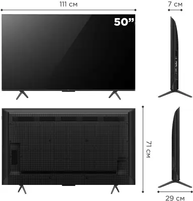 Телевизор QLED TCL 50" 50C655 черный 4K Ultra HD 60Hz DVB-T DVB-T2 DVB-C DVB-S DVB-S2 USB WiFi Smart TV (RUS)