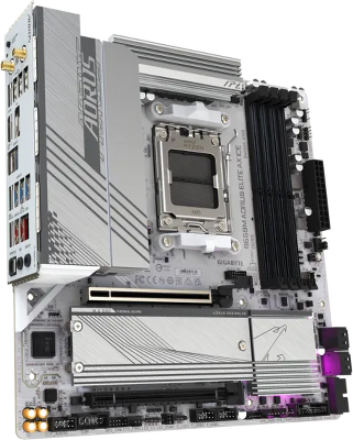 Материнская плата GIGABYTE B650M AORUS ELITE AX ICE, AM5, B650, 4*DDR5, 4*SATA, 2*M.2, 7*USB 3.2, 4*USB 2.0, Type-C, 2*PCIx16, DP+HDMI, mATX