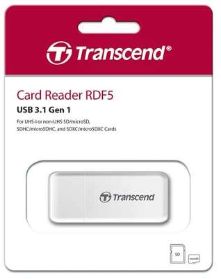 Внешний картридер USB 3.0 Multi-Card Reader F5 All in 1 Transcend [TS-RDF5W] White