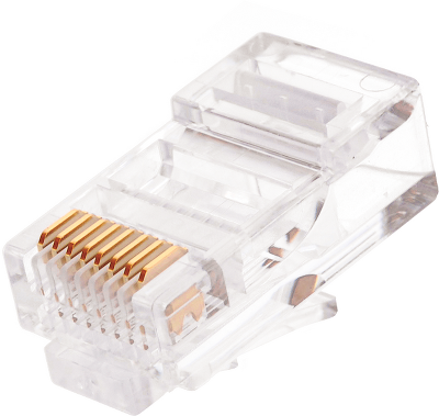 Коннектор NIKOMAX RJ45/8P8C под витую пару, Кат.5e (Класс D), 100МГц, покрытие 6мкд, универсальные ножи, неэкранированный, круглый ввод, уп-ка 100шт.